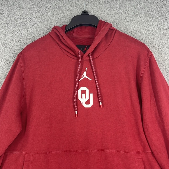 Air Jordan Oklahoma University Dri-Fit hoodie maroon kangaroo pocket men’s Large - Picture 2 of 14